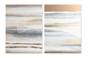 Set de 2 cuadros abstractos lienzo pino 90 x 3