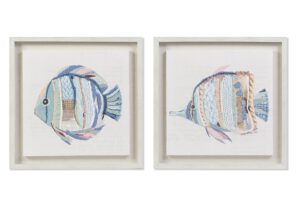 Set de 2 cuadros peces lino 50 x 3 x 50 cm