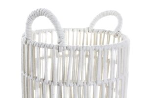 Set de 3 cestas blancas de algodón y metal 39 x 39 x 46 cm