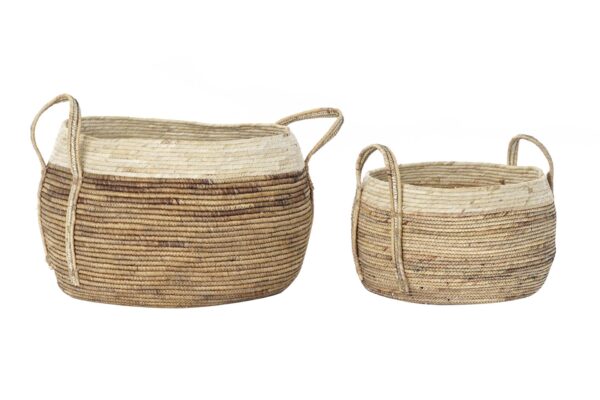 Set de 2 cestas de junco y fibra de maíz 50 x 50 x 40 cm