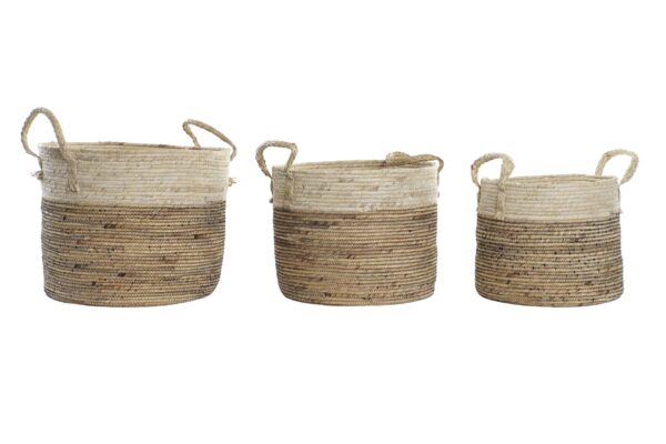 Set de 3 cestas de seagrass fibra de maíz 37 x 37 x 40 cm