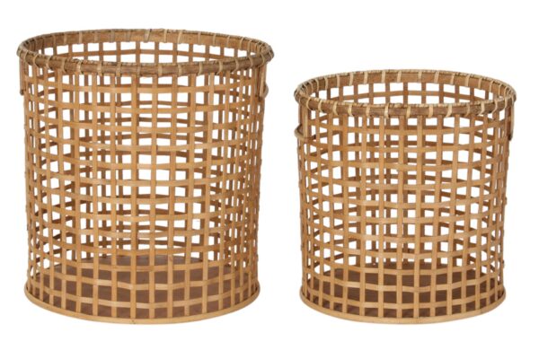 Set de 2 cestas bambú 35 x 35 x 37 cm