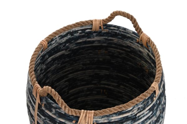 Set de 3 cestas negro ratán 56 x 56 x 60 cm