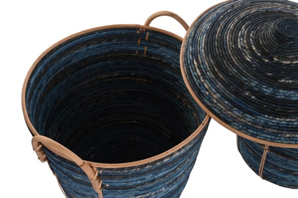 Set de 3 cestas azul ratán 51 x 51 x 65 cm