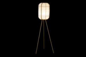 Lámpara de pie lino y bambú 30 x 30 x 136 cm