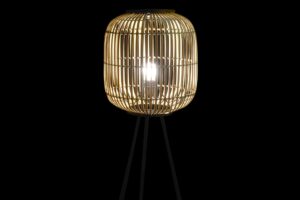 Lámpara de pie metal y bambú 31 x 31 x 116 cm