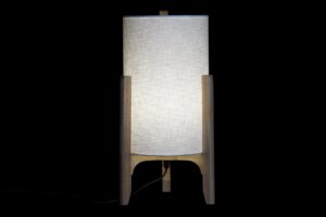 Lámpara de sobremesa madera y lino 23 x 23 x 46 cm