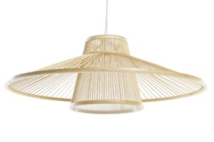 Lámpara de techo bambú poliéster 56 x 56 x 20 cm