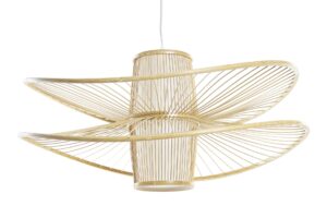 Lámpara de techo bambú poliéster 70 x 70 x 32 cm