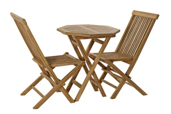Set de jardín mesa y 2 sillas de teca 60 x 60 x 75 cm