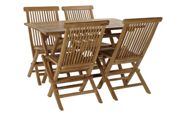 Set de jardín mesa y 4 sillas de teca 120 x 70 x 75 cm