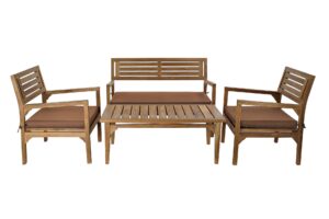 Set de jardín mesa y 3 sillones de teca 127 x 72 x 88 cm