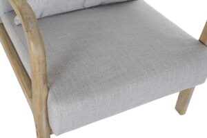 Sillón gris rubberwood lino 65 x 83 x 74 cm