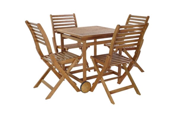 Set de jardín mesa y 4 sillas plegable 70 x 70 x 72 cm