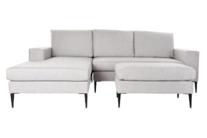 Sofá chaiselongue gris claro poliéster metal 240 x 160 x 88 cm