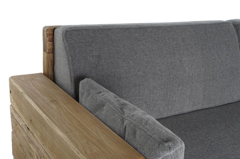 Sofa madera reciclada poliester 224x95x82 gris
