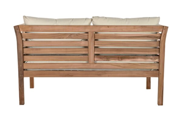 Sofá teca con cojínes algodón 155 x 85 x 70 cm