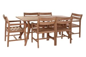 Set de jardín mesa y 6 sillas teca 180 x 90 x 75 cm