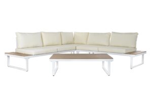 Sofa set 4 acero poliester 231x231x74 beige