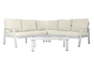 Sofa set 4 aluminio poliester 212x212x86 blanco