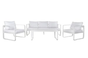 Sofa set 4 aluminio poliester 184x72x78 blanco