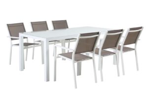 Set mesa + sillas aluminio y cristal crido para 6