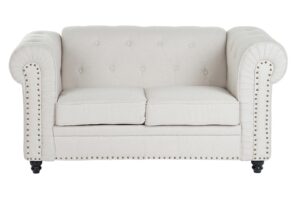 Sofa poliester madera 162x84x77 crema