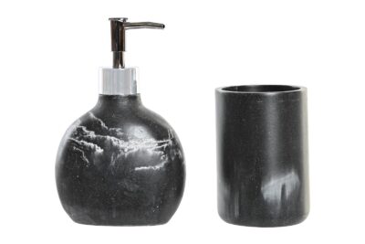 Baño set 2 resina plastico 11x6x17 marmol negro